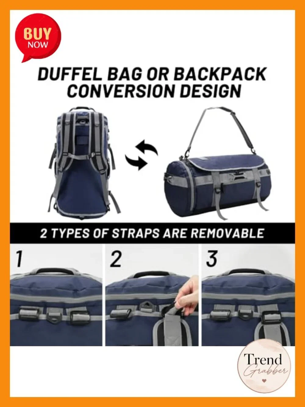 Large Convertible Duffle Bag Backpack 45L 60L 90L Water Resistant Travel Gym